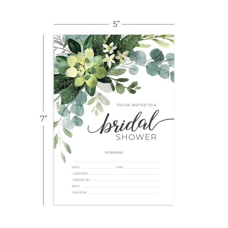 Canopy Street Lush Greenery Fill In The Blank Bridal Shower Invitation / 25 Floral Bridal Shower Invitations With Envelopes / 5" x 7" Bride To Be Flat Invite Cards/Made In The USA - Image 4